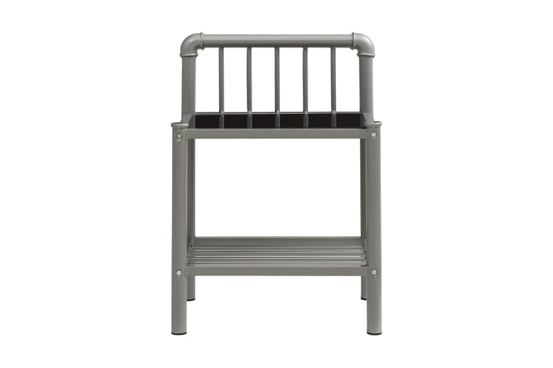sengeskab 45x34,5x62,5 cm metal og glas grå og sort - Møbler - Borde - Aflastningsbord - Sengebord