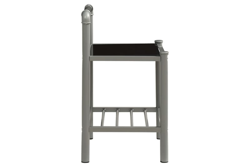sengeskab 45x34,5x62,5 cm metal og glas grå og sort - Møbler - Borde - Aflastningsbord - Sengebord