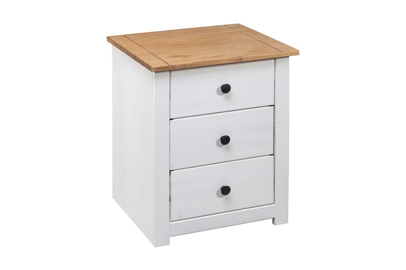 Sengeskab 46 x 40 x 57 cm fyrretræ Panama hvid - Hvid - Møbler - Borde - Aflastningsbord - Sengebord