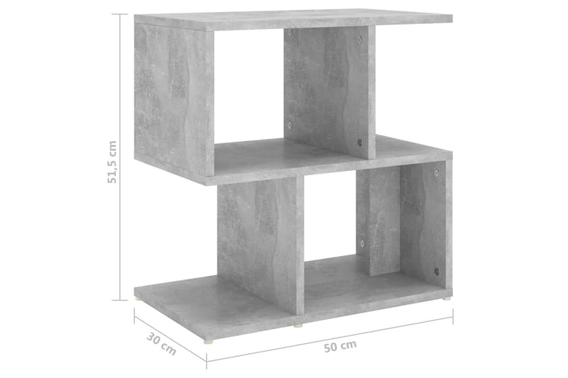 sengeskab 50x30x51,5 cm spånplade betongrå - Grå - Sengebord