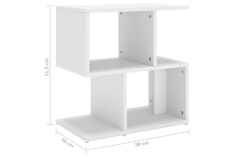 sengeskab 50x30x51,5 cm spånplade hvid - Hvid - Sengebord