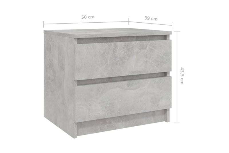 sengeskab 50x39x43,5 cm spånplade betongrå - Grå - Sengebord