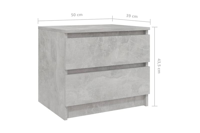 sengeskab 50x39x43,5 cm spånplade betongrå - Grå - Møbler - Borde - Aflastningsbord - Sengebord
