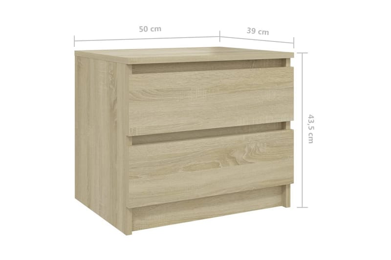 sengeskab 50x39x43,5 cm spånplade sonoma-eg - Brun - Sengebord