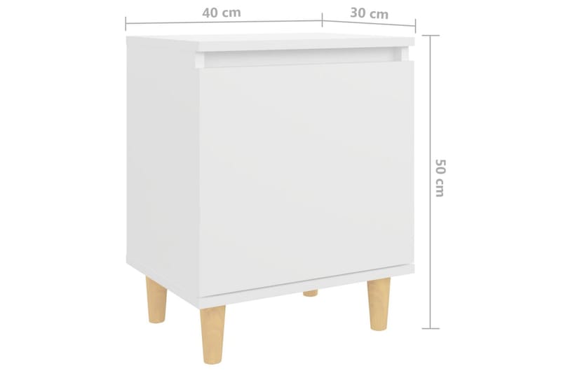 sengeskab m. ben i massivt træ 40x30x50 cm hvid - Hvid - Møbler - Borde - Aflastningsbord - Sengebord
