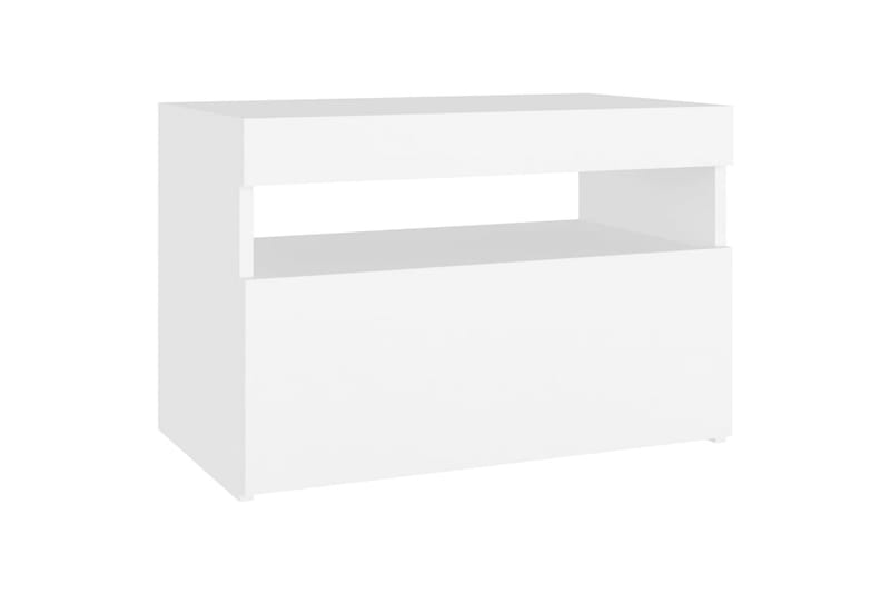 sengeskab m. LED-lys 60x35x40 cm spånplade hvid - Hvid - Møbler - Borde - Aflastningsbord - Sengebord
