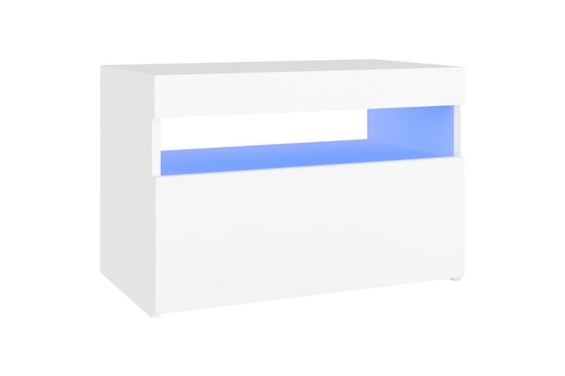 sengeskab m. LED-lys 60x35x40 cm spånplade hvid - Hvid - Møbler - Borde - Aflastningsbord - Sengebord