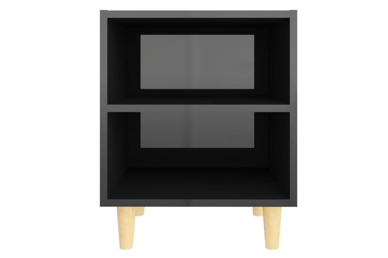 sengeskab m. massive træben 40x30x50 cm sort højglans - Sort - Møbler - Borde - Aflastningsbord - Sengebord