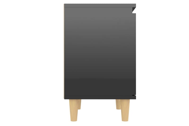 sengeskab m. massive træben 40x30x50 cm sort højglans - Sort - Sengebord