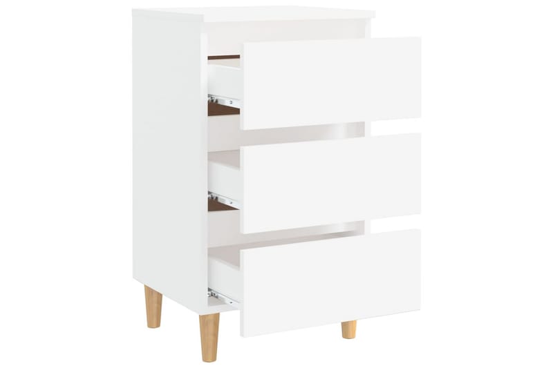 sengeskab m. massive træben 40x35x69 cm hvid - Hvid - Møbler - Borde - Aflastningsbord - Sengebord