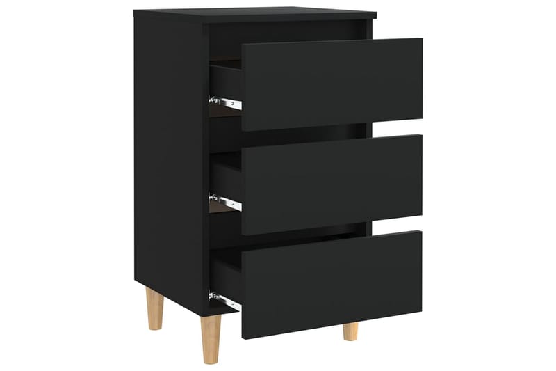 sengeskab m. massive træben 40x35x69 cm sort - Sort - Møbler - Borde - Aflastningsbord - Sengebord