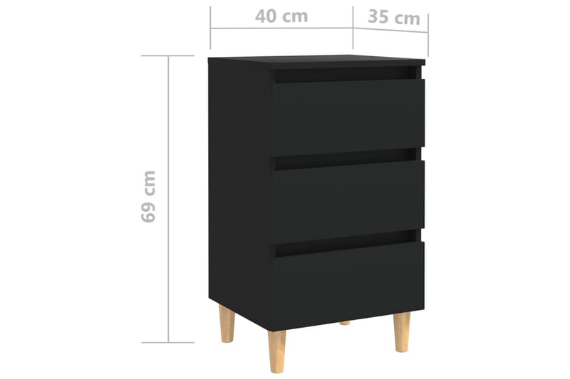 sengeskab m. massive træben 40x35x69 cm sort - Sort - Møbler - Borde - Aflastningsbord - Sengebord