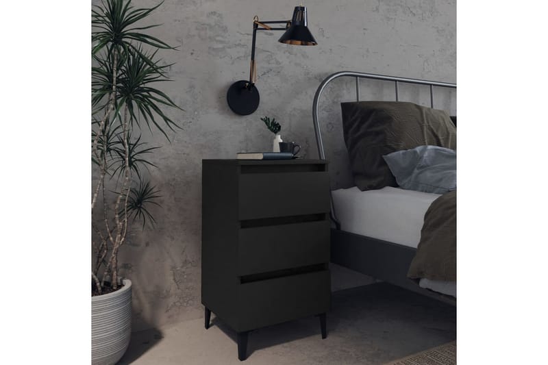 sengeskab m. metalben 40x35x69 cm sort - Sort - Møbler - Borde - Aflastningsbord - Sengebord