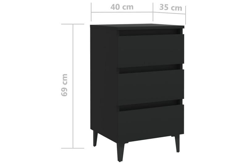 sengeskab m. metalben 40x35x69 cm sort - Sort - Møbler - Borde - Aflastningsbord - Sengebord