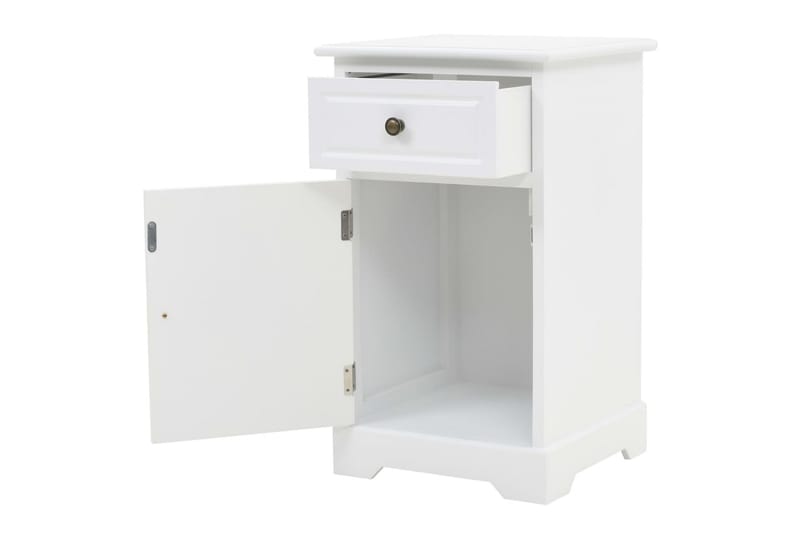 Sengeskab Mdf Og Fyrretræ 35 X 32 X 59 Cm - Hvid - Møbler - Borde - Aflastningsbord - Sengebord
