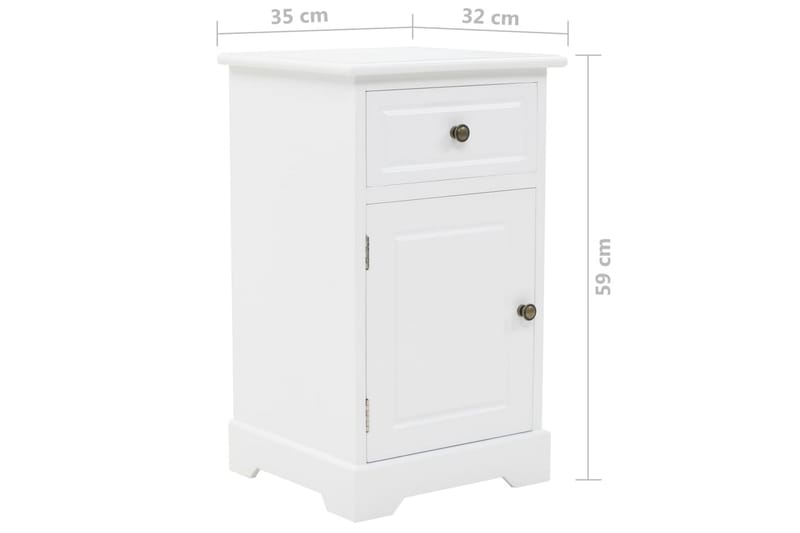 Sengeskab Mdf Og Fyrretræ 35 X 32 X 59 Cm - Hvid - Møbler - Borde - Aflastningsbord - Sengebord