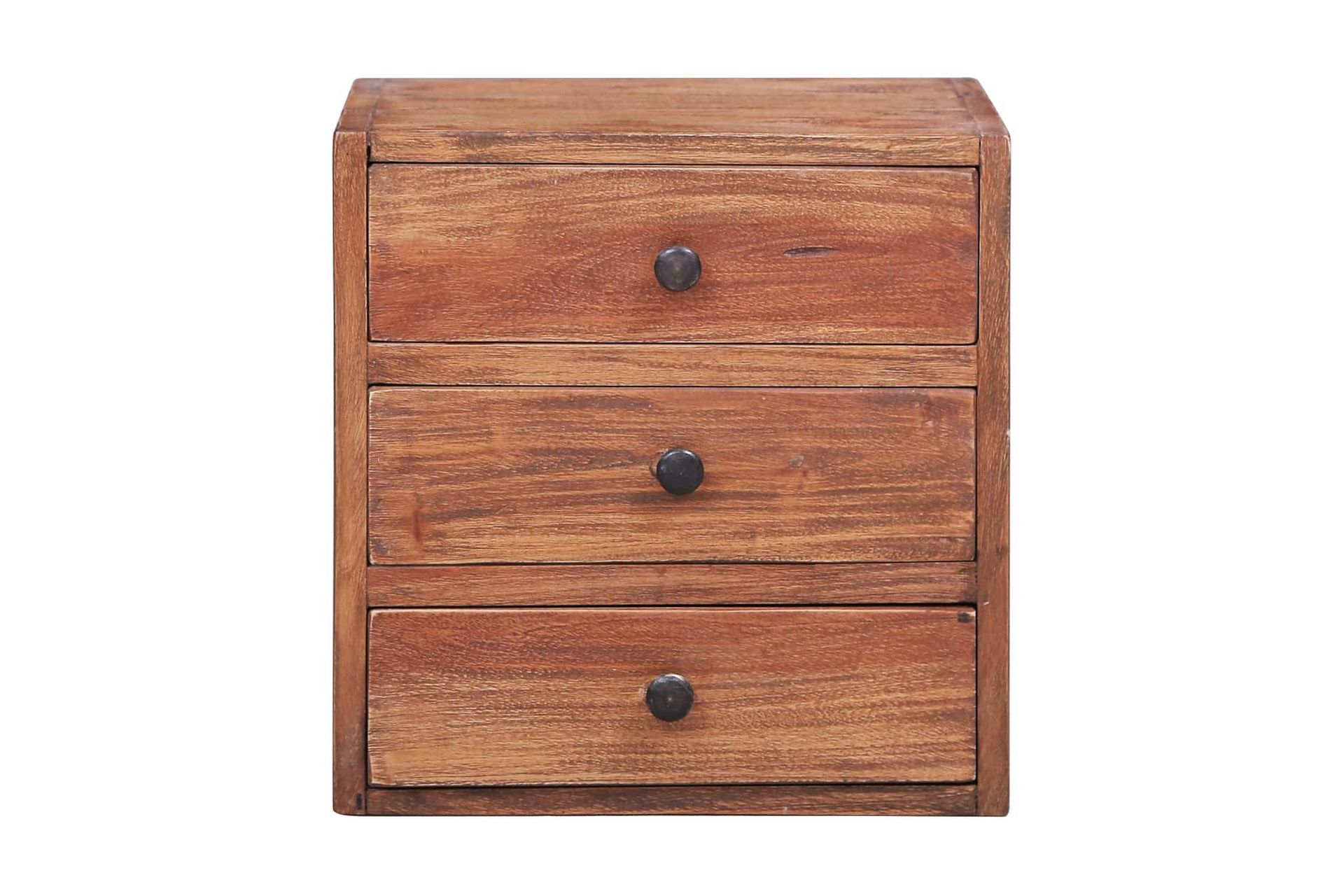 Sengeskab med 3 skuffer 35x25x35 cm massivt genanvendt træ - Brun - Møbler - Borde - Aflastningsbord - Sengebord