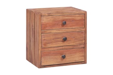 Sengeskab med 3 skuffer 35x25x35 cm massivt genanvendt træ - Brun - Møbler - Borde - Aflastningsbord - Sengebord