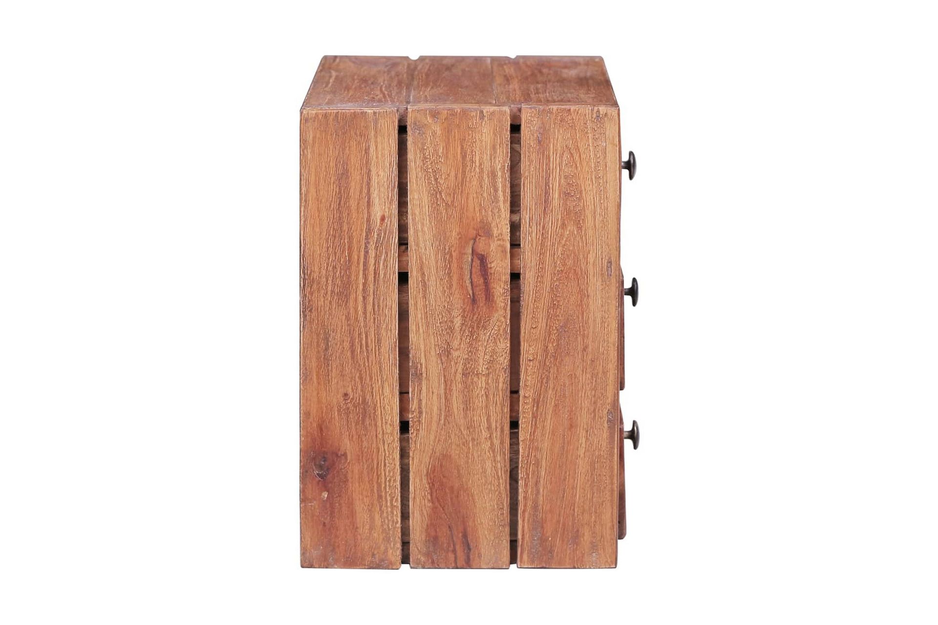 Sengeskab med 3 skuffer 35x25x35 cm massivt genanvendt træ - Brun - Møbler - Borde - Aflastningsbord - Sengebord