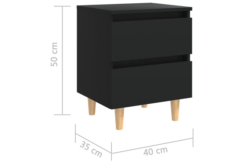 sengeskab med ben i massivt fyrretræ 40x35x50 cm sort - Sort - Møbler - Borde - Aflastningsbord - Sengebord