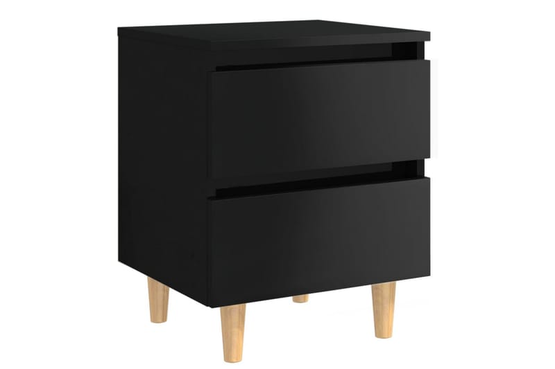 sengeskab med ben i massivt fyrretræ 40x35x50 cm - Sort - Møbler - Borde - Aflastningsbord - Sengebord