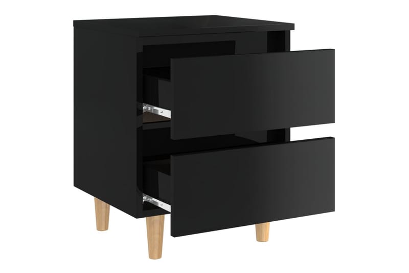 sengeskab med ben i massivt fyrretræ 40x35x50 cm - Sort - Møbler - Borde - Aflastningsbord - Sengebord