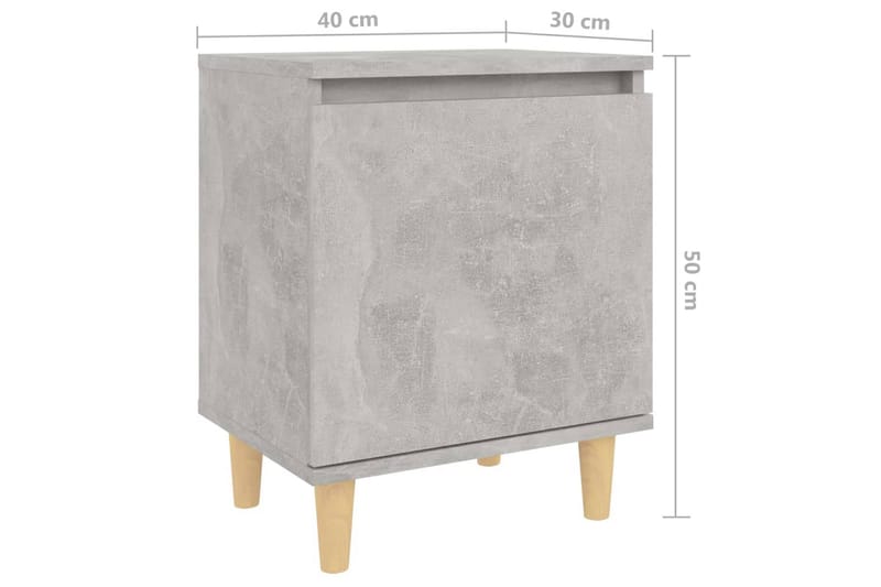 sengeskab med massive træben 40x30x50 cm betongrå - Grå - Møbler - Borde - Aflastningsbord - Sengebord