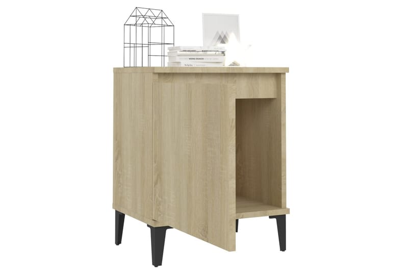 sengeskab med metalben 2 stk. 40x30x50 cm sonoma-eg - Brun - Møbler - Borde - Aflastningsbord - Sengebord