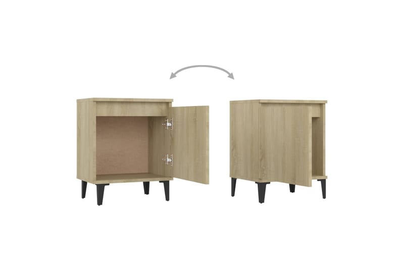 sengeskab med metalben 2 stk. 40x30x50 cm sonoma-eg - Brun - Møbler - Borde - Aflastningsbord - Sengebord