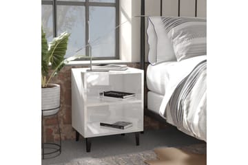 sengeskab med metalben 40x30x50 cm hvid højglans - Hvid - Møbler - Borde - Aflastningsbord - Sengebord