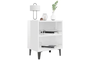 sengeskab med metalben 40x30x50 cm hvid højglans - Hvid - Møbler - Borde - Aflastningsbord - Sengebord
