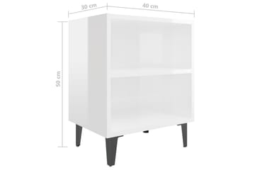 sengeskab med metalben 40x30x50 cm hvid højglans - Hvid - Møbler - Borde - Aflastningsbord - Sengebord