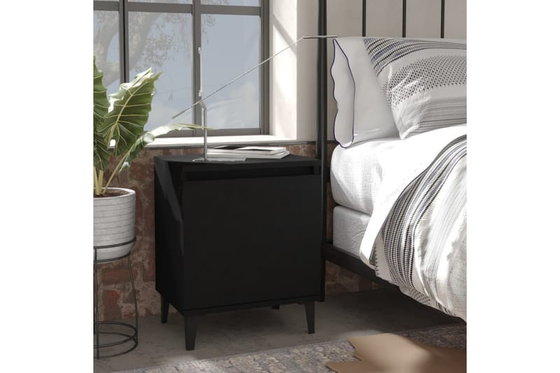 sengeskab med metalben 40x30x50 cm sort - Sort - Møbler - Borde - Aflastningsbord - Sengebord