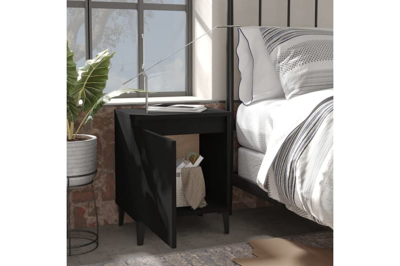 sengeskab med metalben 40x30x50 cm sort - Sort - Møbler - Borde - Aflastningsbord - Sengebord