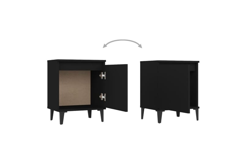 sengeskab med metalben 40x30x50 cm sort - Sort - Møbler - Borde - Aflastningsbord - Sengebord