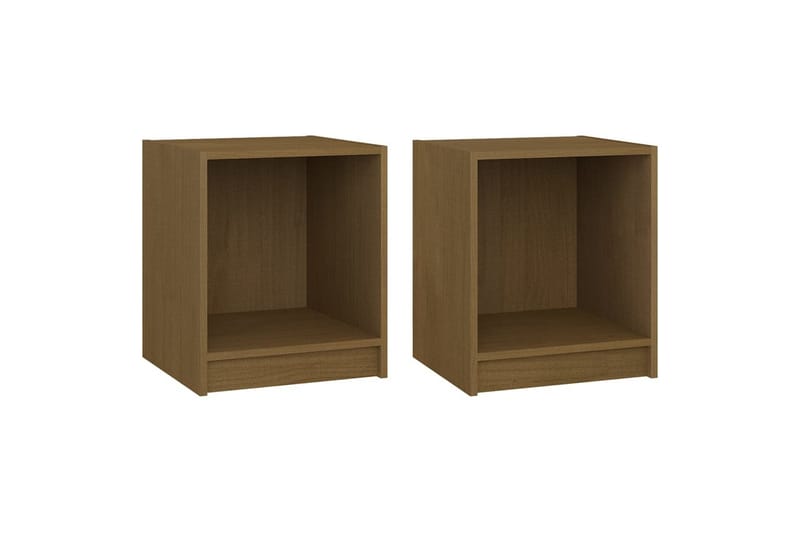 sengeskabe 2 stk. 35,5x33,5x41,5 cm massivt fyrretræ brun - Brun - Møbler - Borde - Aflastningsbord - Sengebord