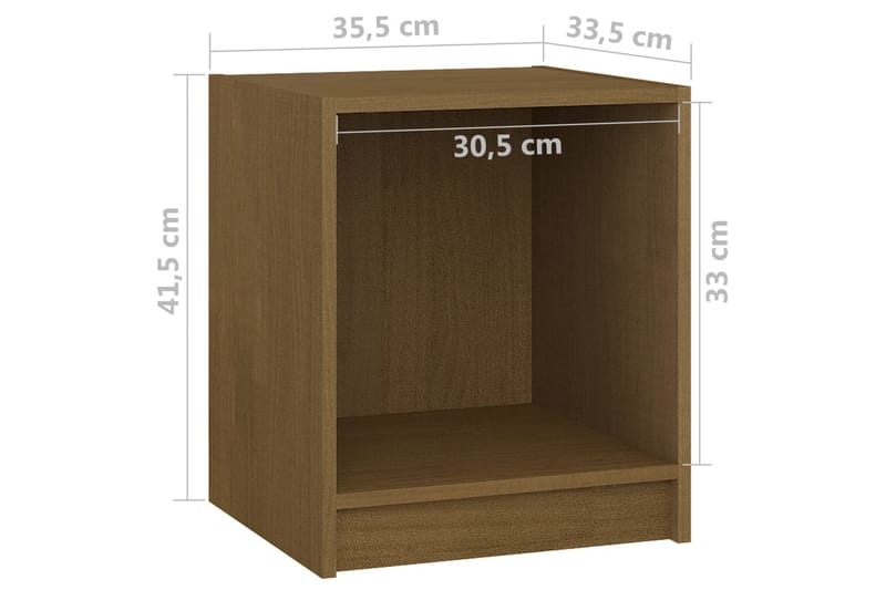 sengeskabe 2 stk. 35,5x33,5x41,5 cm massivt fyrretræ brun - Brun - Sengebord
