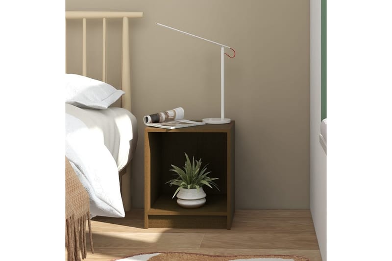 sengeskabe 2 stk. 35,5x33,5x41,5 cm massivt fyrretræ brun - Brun - Møbler - Borde - Aflastningsbord - Sengebord
