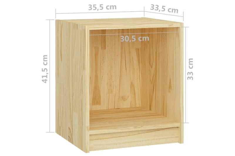 sengeskabe 2 stk. 35,5x33,5x41,5 cm massivt fyrretræ - Brun - Sengebord