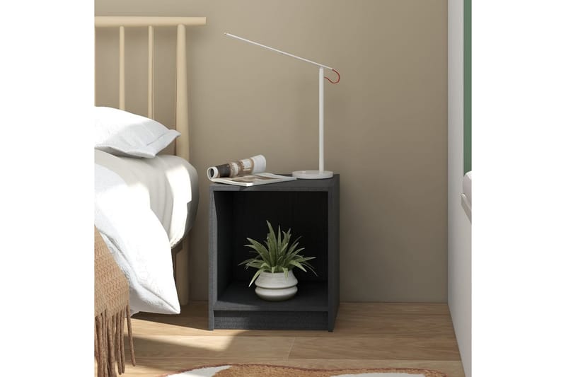 sengeskabe 2 stk. 35,5x33,5x41,5 cm massivt fyrretræ grå - Grå - Møbler - Borde - Aflastningsbord - Sengebord