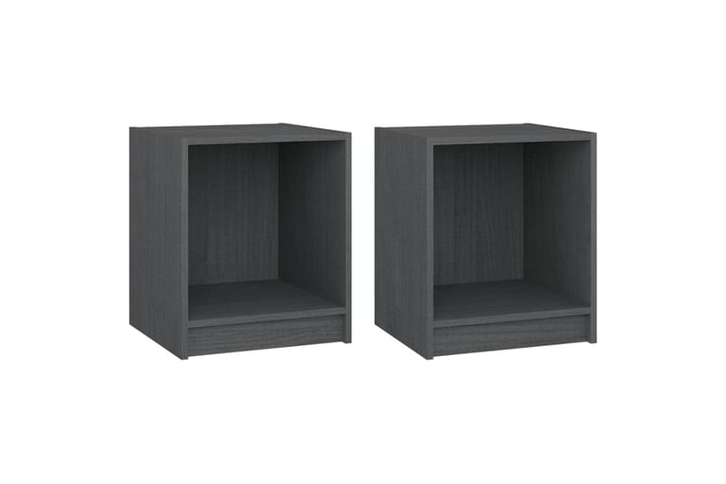 sengeskabe 2 stk. 35,5x33,5x41,5 cm massivt fyrretræ grå - Grå - Møbler - Borde - Aflastningsbord - Sengebord