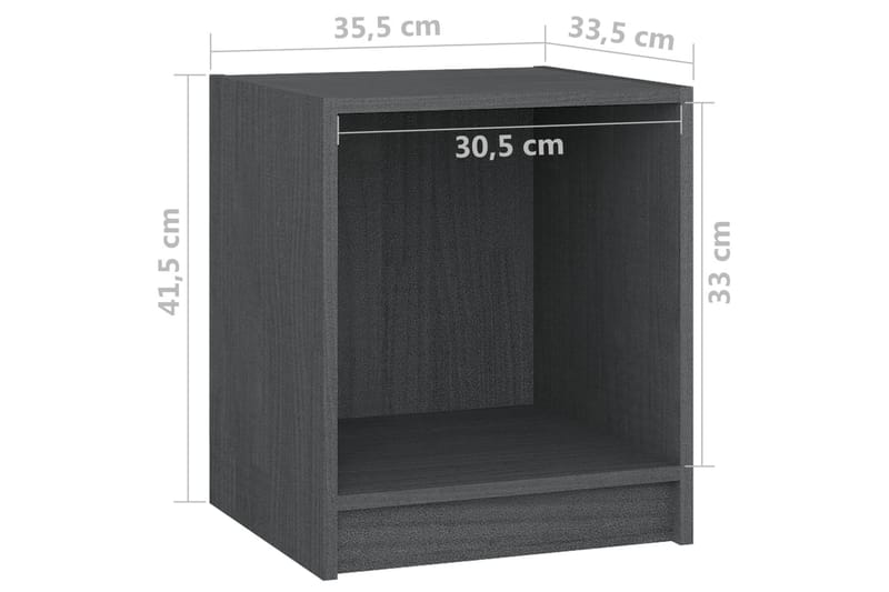 sengeskabe 2 stk. 35,5x33,5x41,5 cm massivt fyrretræ grå - Grå - Møbler - Borde - Aflastningsbord - Sengebord