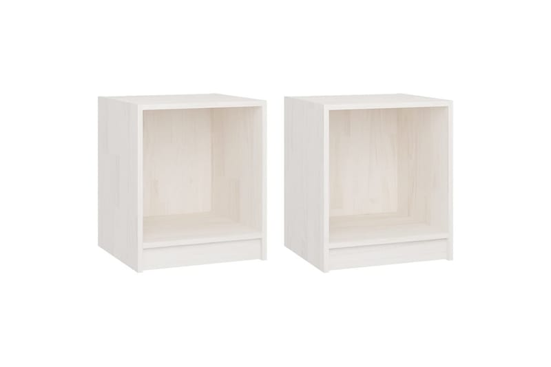 sengeskabe 2 stk. 35,5x33,5x41,5 cm massivt fyrretræ hvid - Hvid - Møbler - Borde - Aflastningsbord - Sengebord