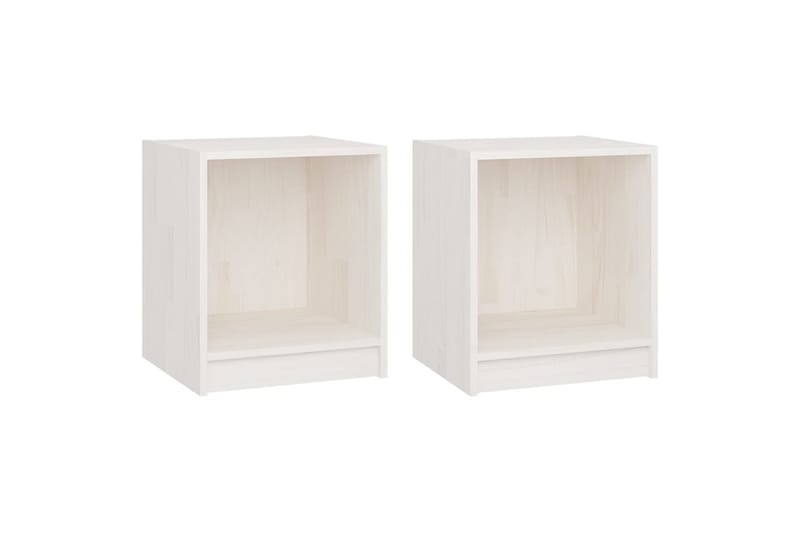 sengeskabe 2 stk. 35,5x33,5x41,5 cm massivt fyrretræ hvid - Hvid - Sengebord