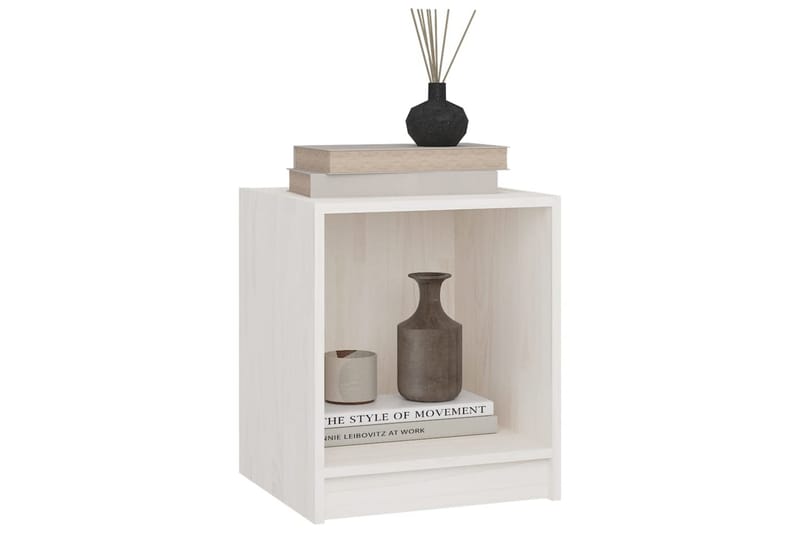 sengeskabe 2 stk. 35,5x33,5x41,5 cm massivt fyrretræ hvid - Hvid - Møbler - Borde - Aflastningsbord - Sengebord