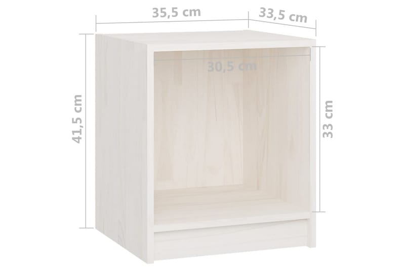 sengeskabe 2 stk. 35,5x33,5x41,5 cm massivt fyrretræ hvid - Hvid - Møbler - Borde - Aflastningsbord - Sengebord