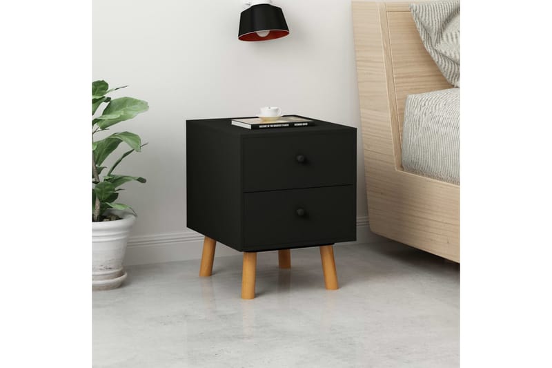 Sengeskabe 2 stk. 40 x 30 x 50 cm massivt fyrretræ sort - Sort - Møbler - Borde - Aflastningsbord - Sengebord