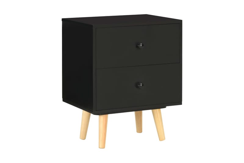 Sengeskabe 2 stk. 40 x 30 x 50 cm massivt fyrretræ sort - Sort - Møbler - Borde - Aflastningsbord - Sengebord