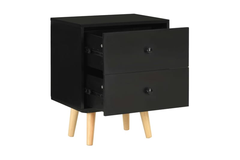 Sengeskabe 2 stk. 40 x 30 x 50 cm massivt fyrretræ sort - Sort - Møbler - Borde - Aflastningsbord - Sengebord