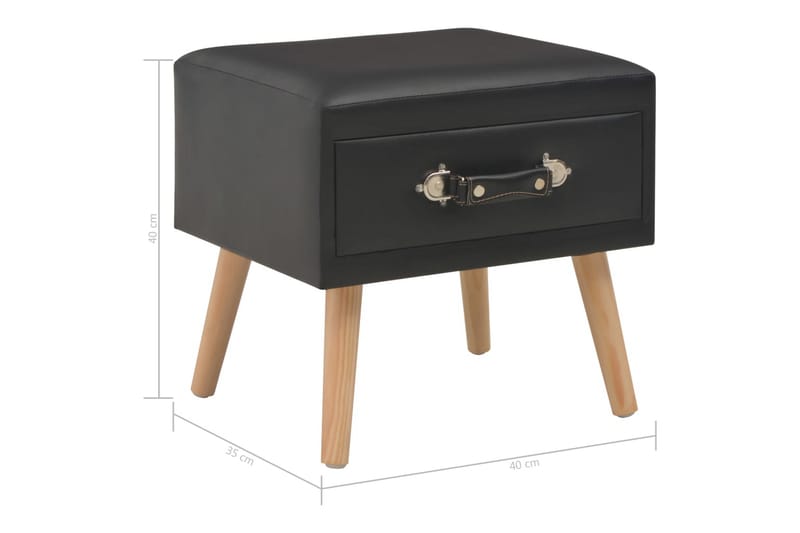 Sengeskabe 2 Stk. 40 X 35 X 40 Cm Kunstlæder Sort - Sort - Møbler - Borde - Aflastningsbord - Sengebord